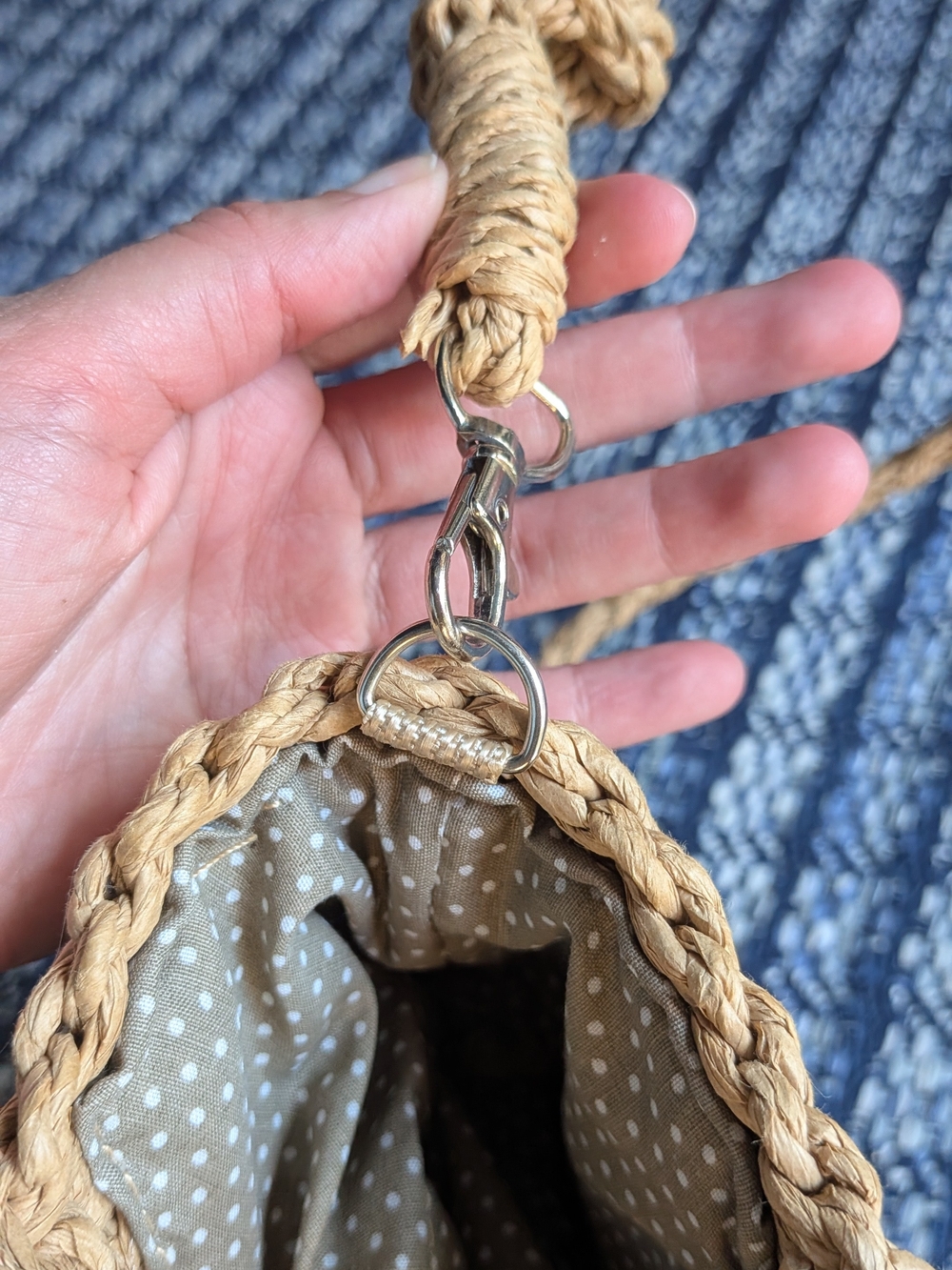 Small Raffia Bag with Round Handles - Picture 3 of 7